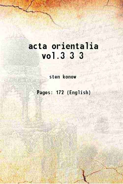 acta orientalia vol.3 Volume 3 1924 | Immagine principale