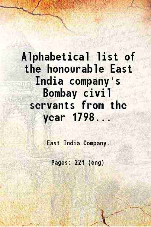 Alphabetical list of the honourable East India company's Bombay civil …