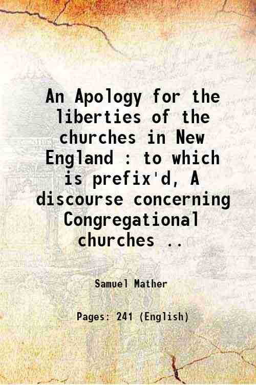 An Apology for the liberties of the churches in New … | Immagine principale