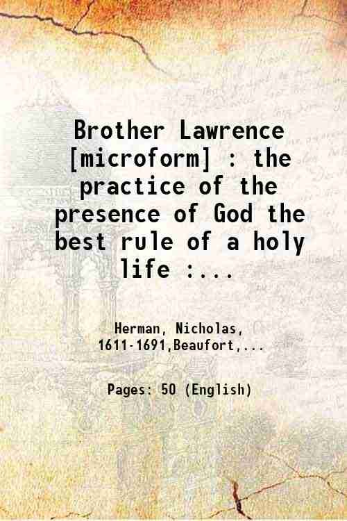 Brother Lawrence : the practice of the presence of God …