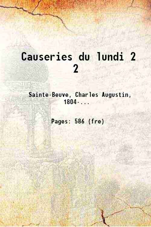 Causeries du lundi Volume 2 1857