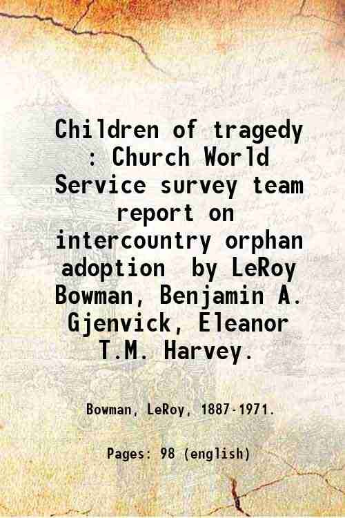 Children of tragedy : Church World Service survey team report …