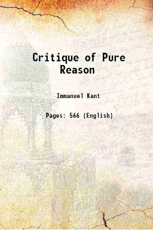 Critique of Pure Reason 1855