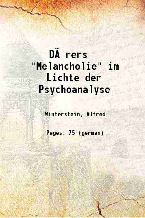 D√ºrers "Melancholie" im Lichte der Psychoanalyse 1929 | Immagine principale