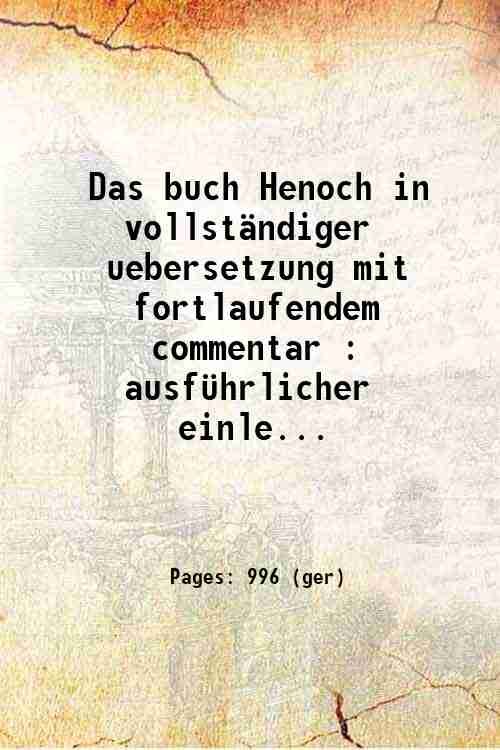 Das buch Henoch in vollst‰ndiger uebersetzung mit fortlaufendem commentar : …