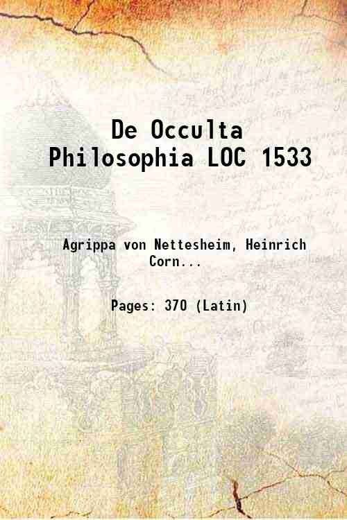 De Occulta Philosophia LOC 1533 1533