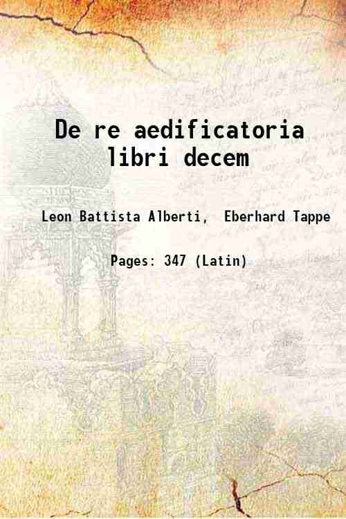 De re aedificatoria libri decem 1541