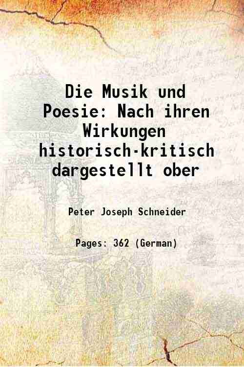 Die Musik und Poesie Nach ihren Wirkungen historisch-kritisch dargestellt ober … | Immagine principale