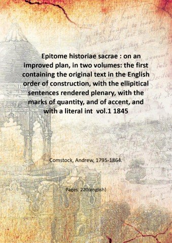 Epitome historiae sacrae : on an improved plan, in two …