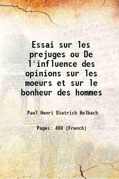 Essai sur les prejuges ou De l'influence des opinions sur … | Immagine principale