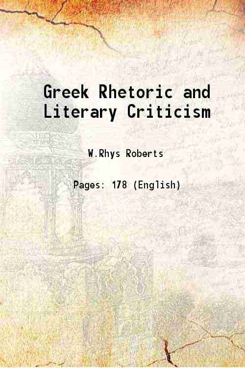 Greek Rhetoric and Literary Criticism 1928 | Immagine principale