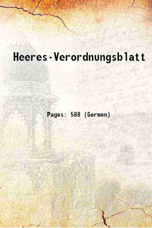 Heeres-Verordnungsblatt Volume 1919 1920