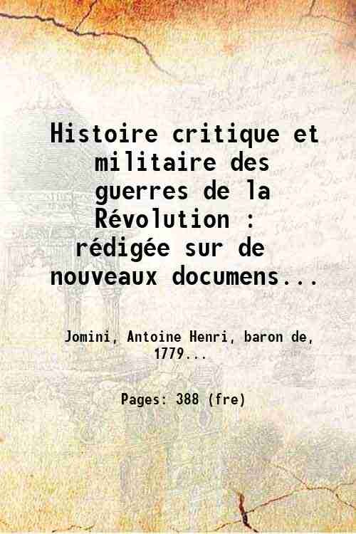 Histoire critique et militaire des guerres de la RÈvolution : … | Immagine principale