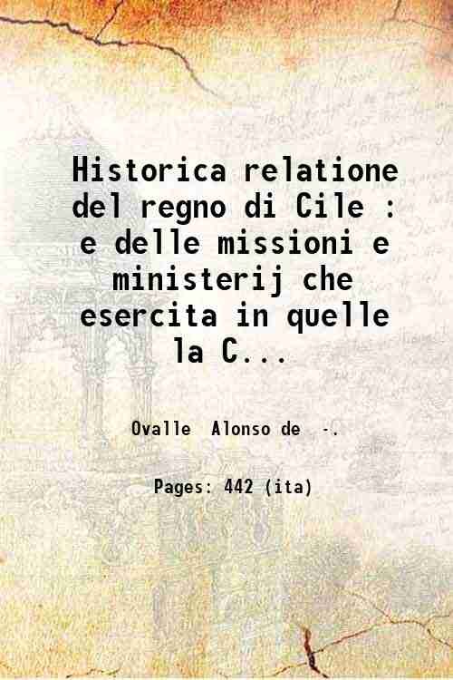 Historica relatione del regno di Cile : e delle missioni … | Immagine principale