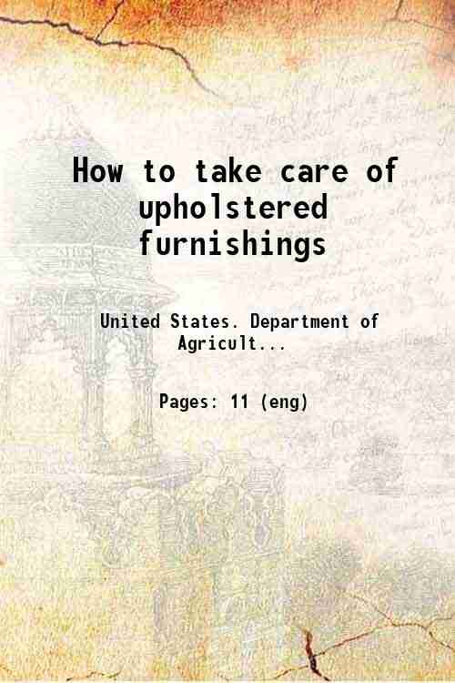 How to take care of upholstered furnishings Volume 1930 1930 | Immagine principale