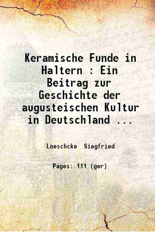Keramische Funde in Haltern : Ein Beitrag zur Geschichte der …