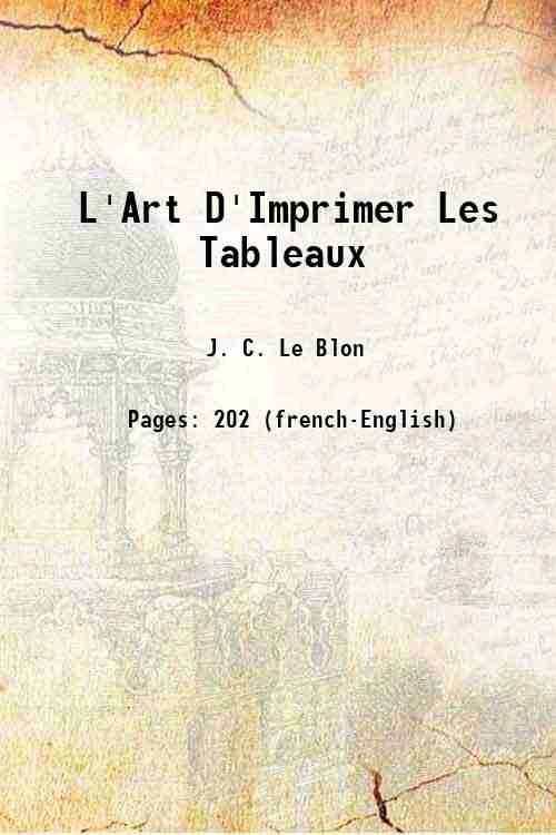 L'Art D'Imprimer Les Tableaux 1756