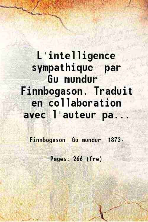 L'intelligence sympathique, par Gumundur Finnbogason. Traduit en collaboration avec l'auteur …