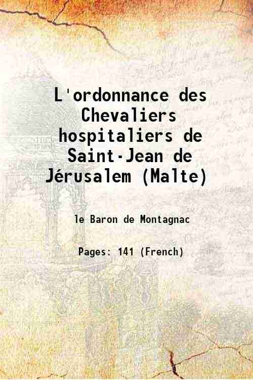 L'ordonnance des Chevaliers hospitaliers de Saint-Jean de JÈrusalem (Malte) 1893 | Immagine principale