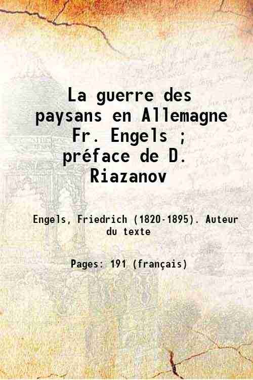 La guerre des paysans en Allemagne / Fr. Engels ; … | Immagine principale