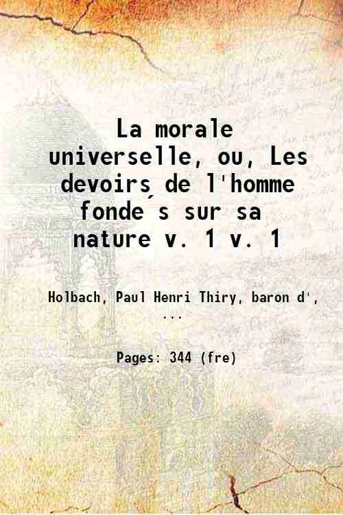 La morale universelle ou Les devoirs de l' homme fonde?s … | Immagine principale