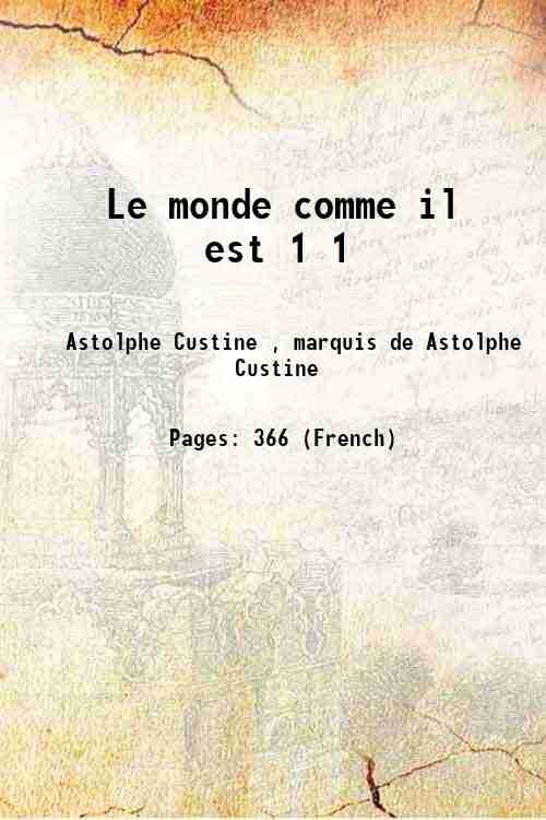 Le monde comme il est Volume 1 1835