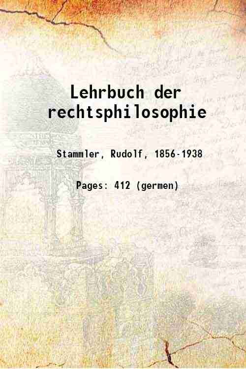 Lehrbuch der rechtsphilosophie 1922