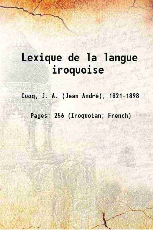 Lexique de la langue iroquoise 1882