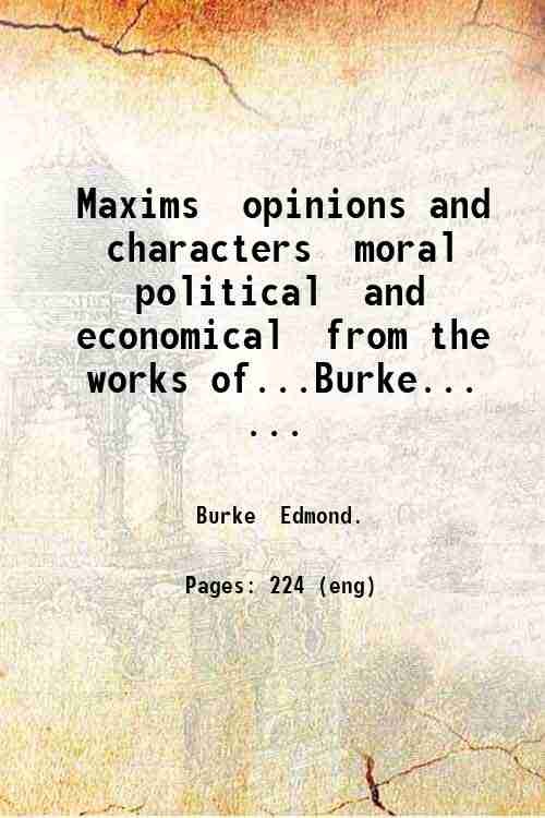 Maxims opinions and characters moral political and economical from the … | Immagine principale