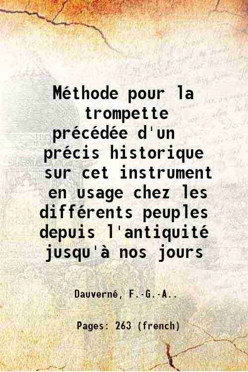 MÈthode pour la trompette prÈcÈdÈe d'un prÈcis historique sur cet …