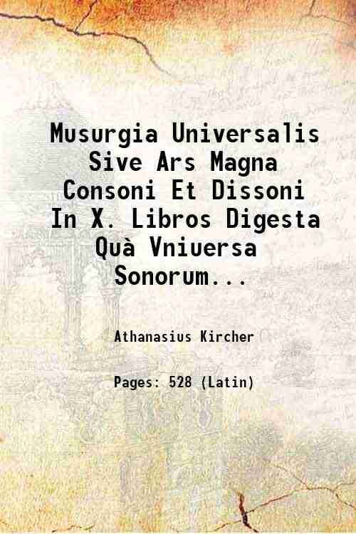 Musurgia Universalis Sive Ars Magna Consoni Et Dissoni Volume 2 …