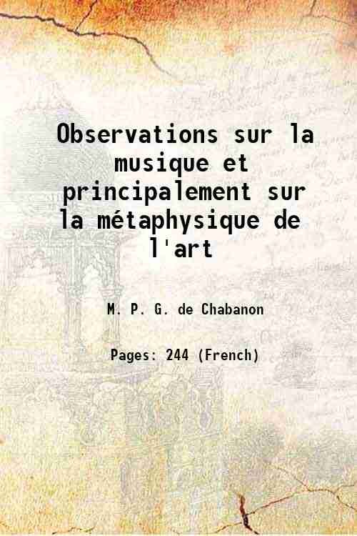 Observations sur la musique et principalement sur la mÈtaphysique de … | Immagine principale