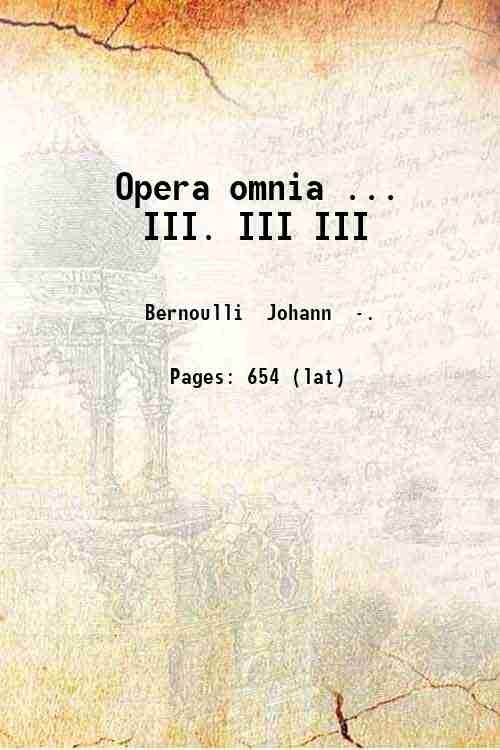 Opera omnia Volume 3 1742