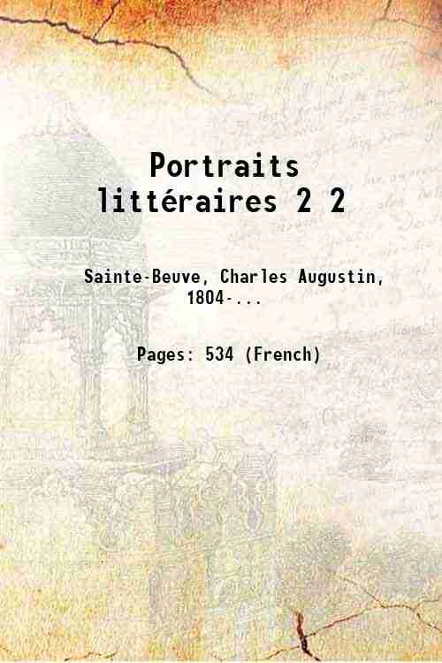 Portraits littÈraires Volume 2 1864