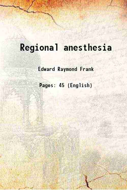 Regional anesthesia 1929 | Immagine principale