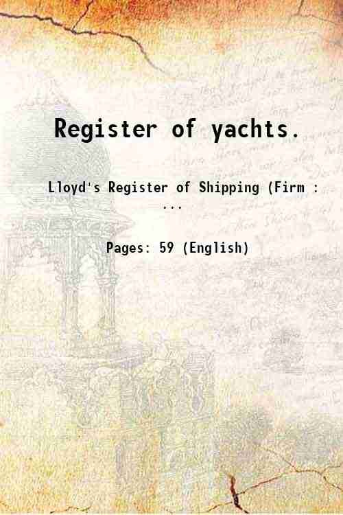 Register of yachts. Volume suppl 1902-1903