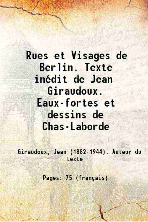 Rues et Visages de Berlin. Texte inÈdit de Jean Giraudoux. … | Immagine principale