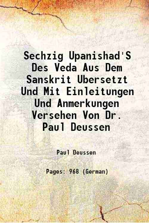 Sechzig Upanishad'S Des Veda Aus Dem Sanskrit Ubersetzt Und Mit … | Immagine principale
