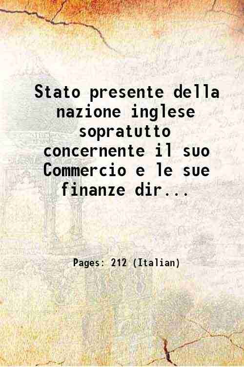 Stato presente della nazione inglese sopratutto concernente il suo Commercio … | Immagine principale