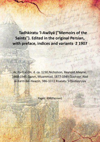 Tadhkiratu 'l-Awliy· ("Memoirs of the Saints"). Edited in the original … | Immagine principale
