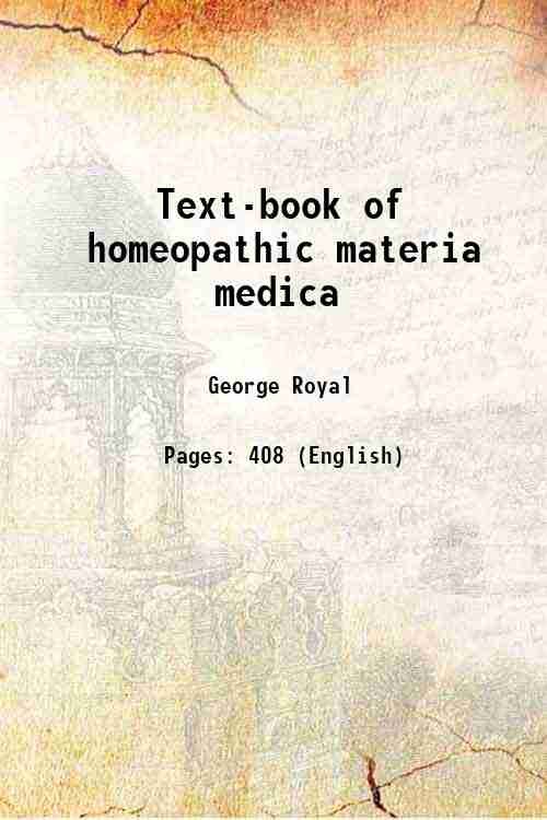 Text-book of homeopathic materia medica
