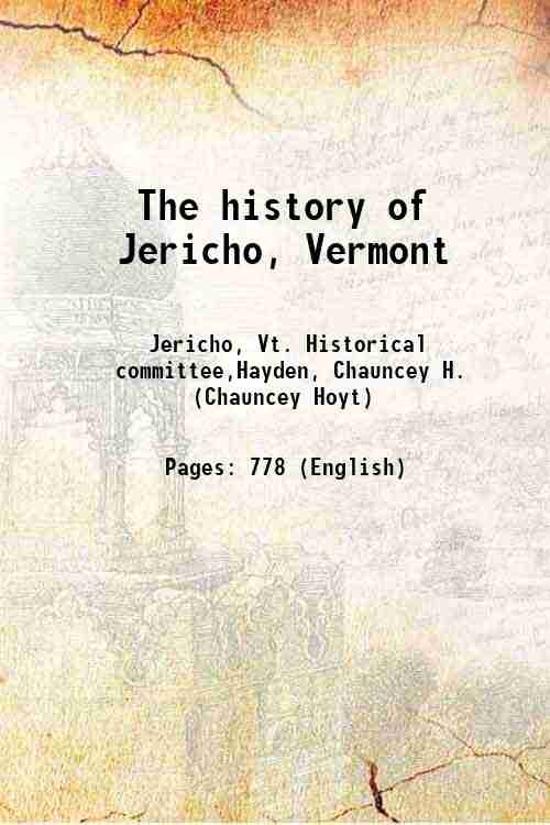 The history of Jericho, Vermont 1916