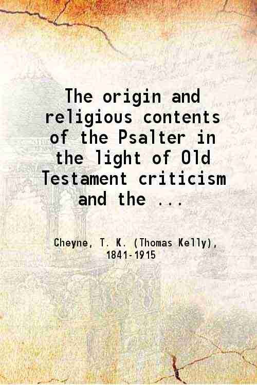 The origin and religious contents of the Psalter in the …