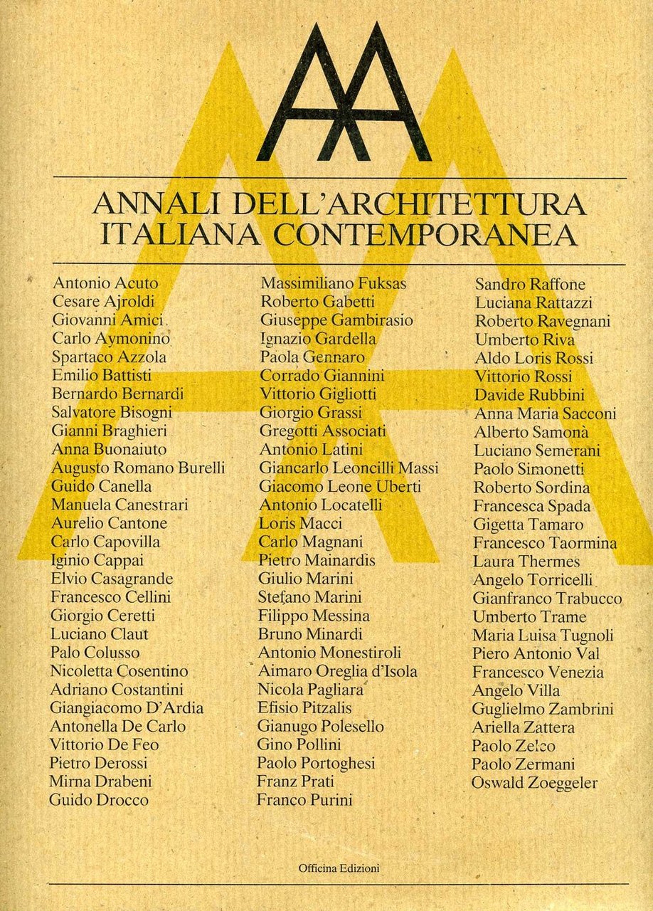 Annali dell'architettura italiana contemporanea (1988-1989), Roma, Officina Edizioni, 1991