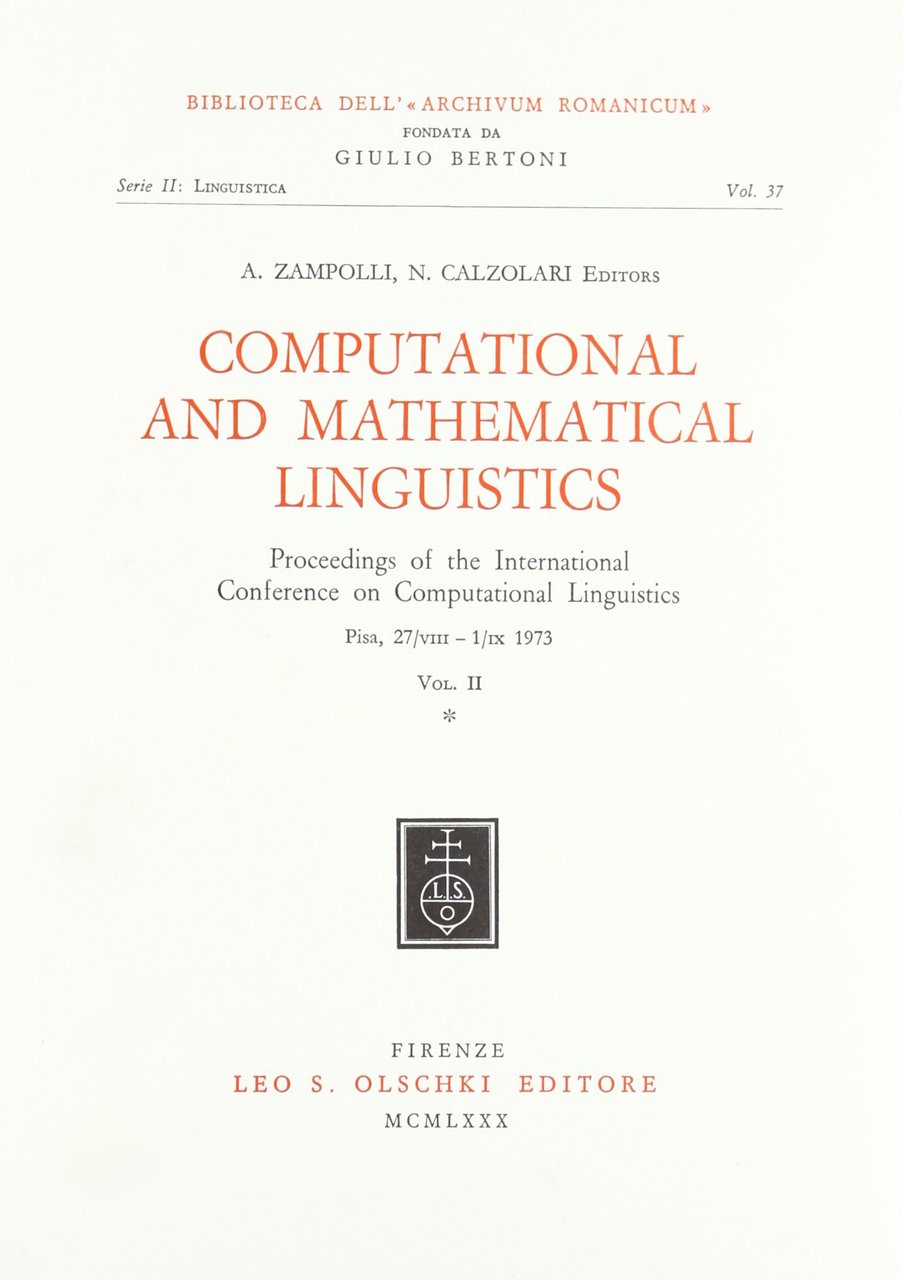 Computational and mathematical linguistics. Proceedings of the International Conference on … | Immagine principale
