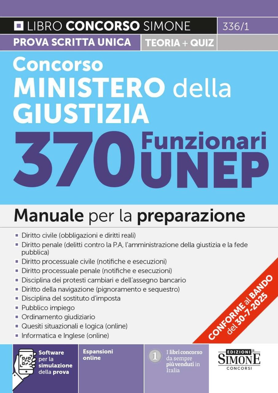 Concorso Ministero della Giustizia 370 Funzionari UNEP - Manuale per …
