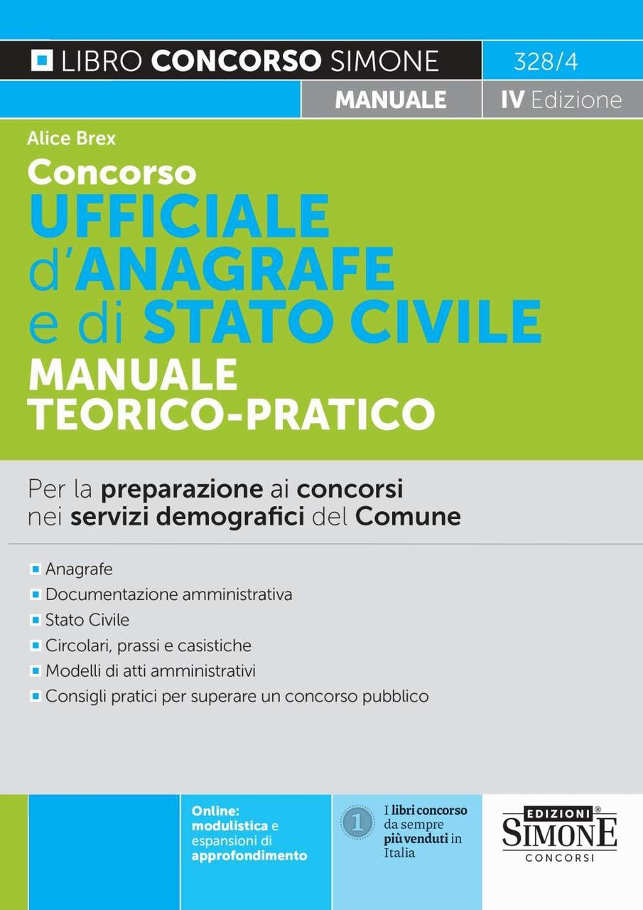 Concorso ufficiale d'anagrafe e di Stato civile. Manuale teorico-pratico. Per …