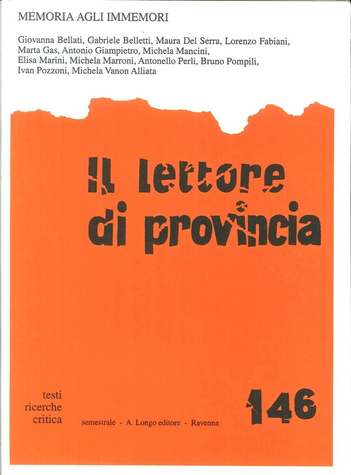 Il Lettore di Provincia. Rivista Semestrale. Anno XLVII. Vol. 146, … | Immagine principale