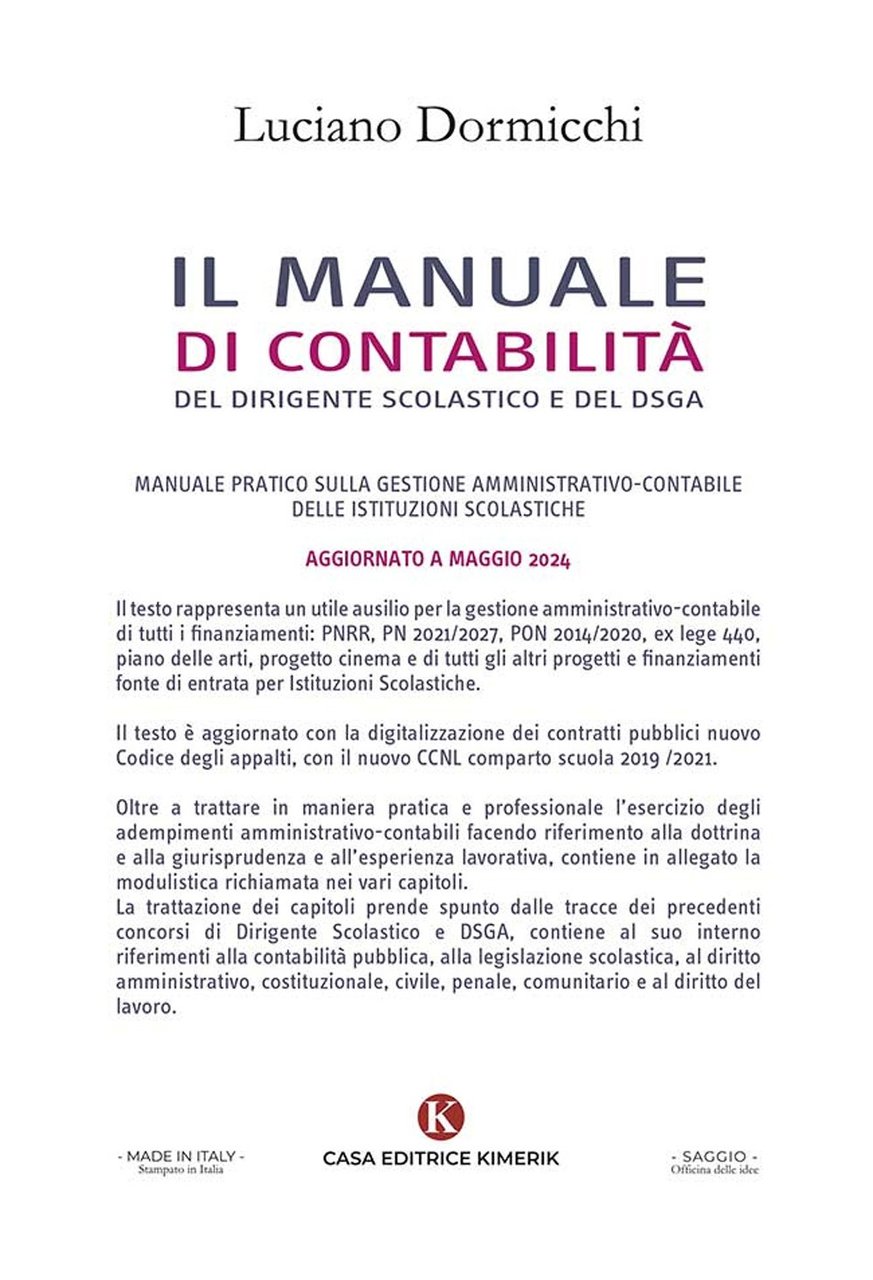 Il manuale di contabilità del Dirigente Scolastico e del DSGA. … | Immagine principale