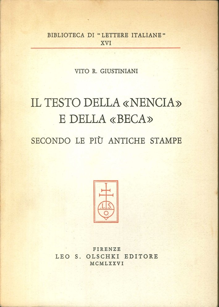 Il testo della "Nencia" e della "Beca" secondo le più … | Immagine principale